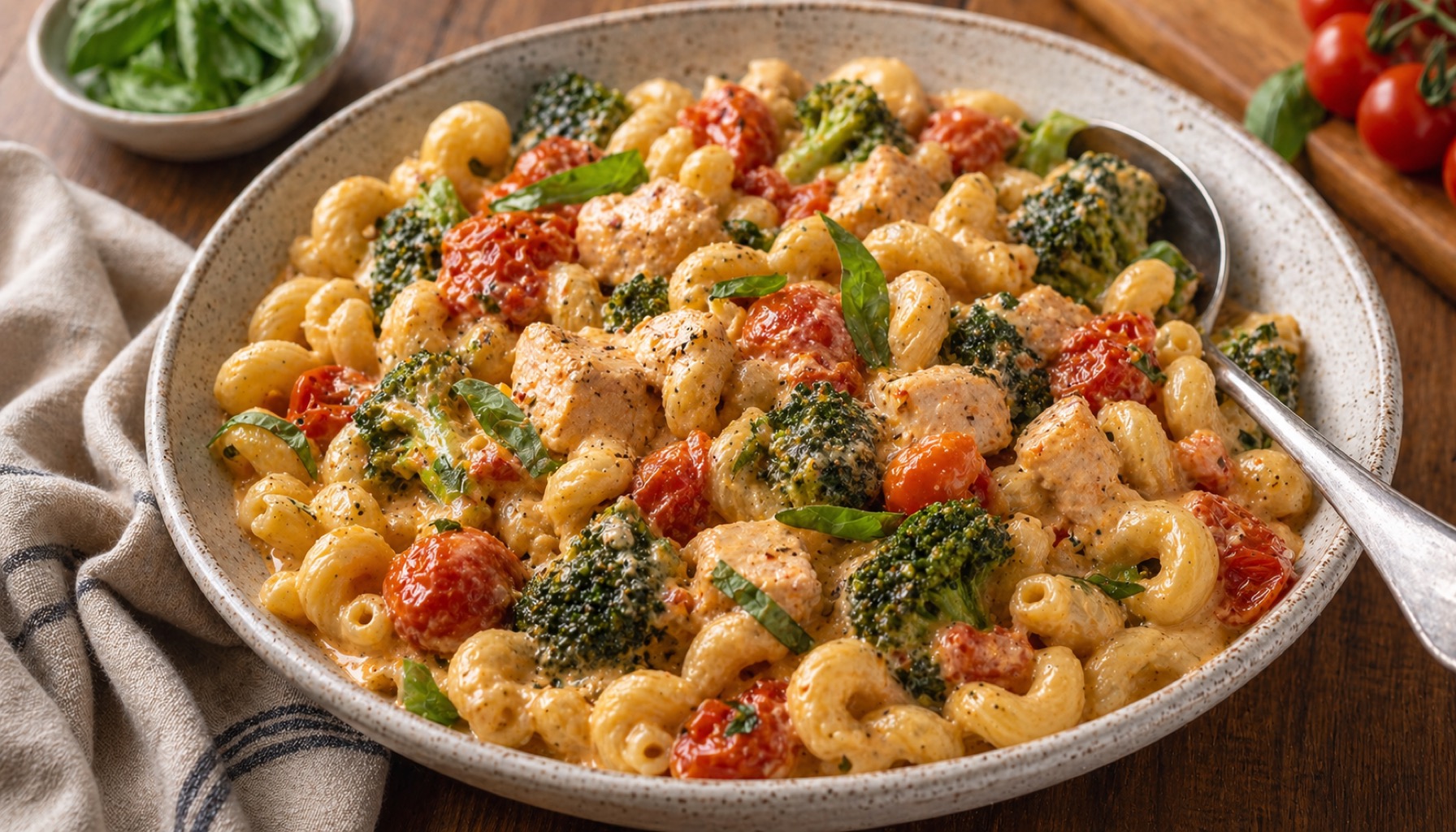 Baked Feta & Tomato Pasta with Chicken & Broccoli