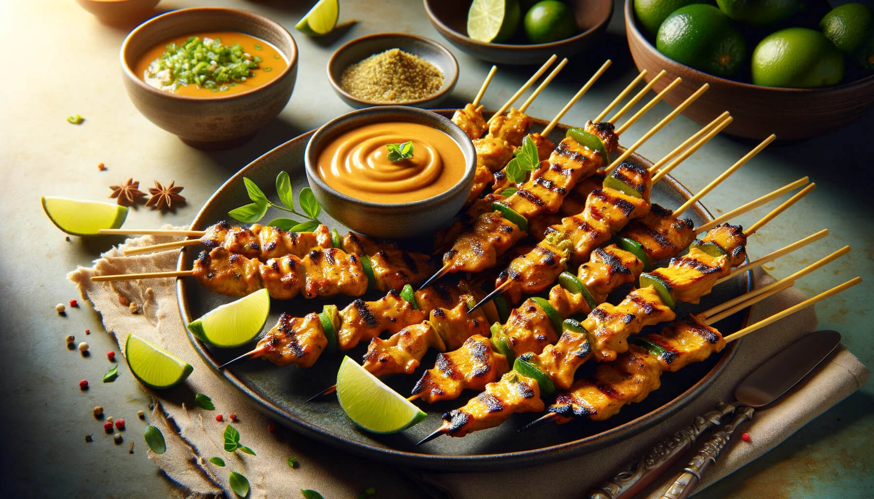 Chicken Satay with Peanut Lime Sauce